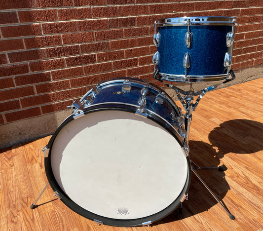 1956-59 Slingerland 2-N Jobbing Outfit Drum Set Blue Sparkle 20/12