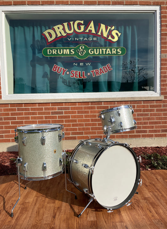 1966 Ludwig Jazzette Silver Sparkle Drum Set 12x18/12/14