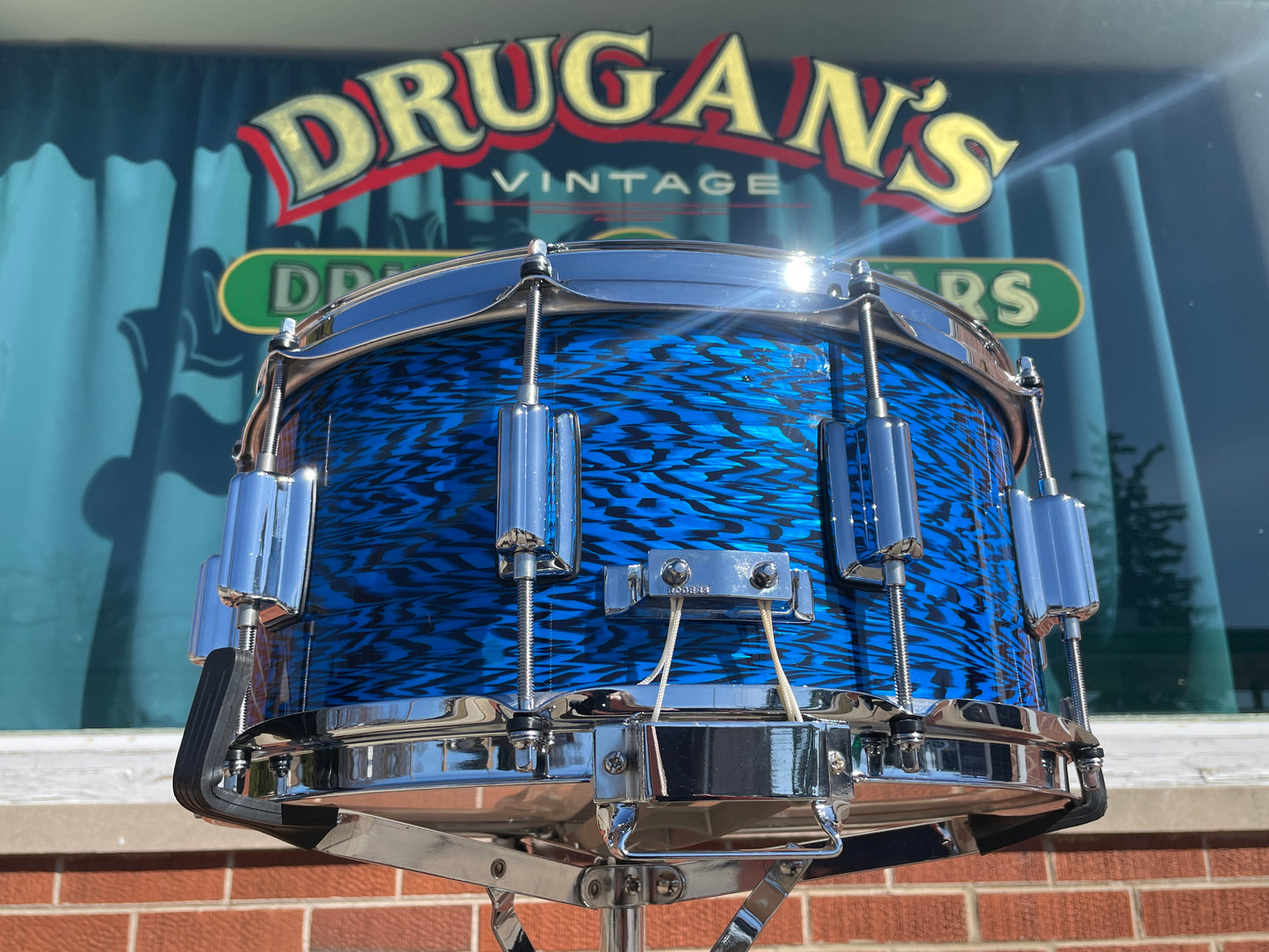 Rogers 6.5x14 Wood Dyna-Sonic Snare Drum Blue Onyx Dynasonic Reissue #37-BLO