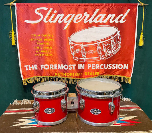 1970s Slingerland 8" & 10" Bongos / Concert Toms Red Gloss Pearl