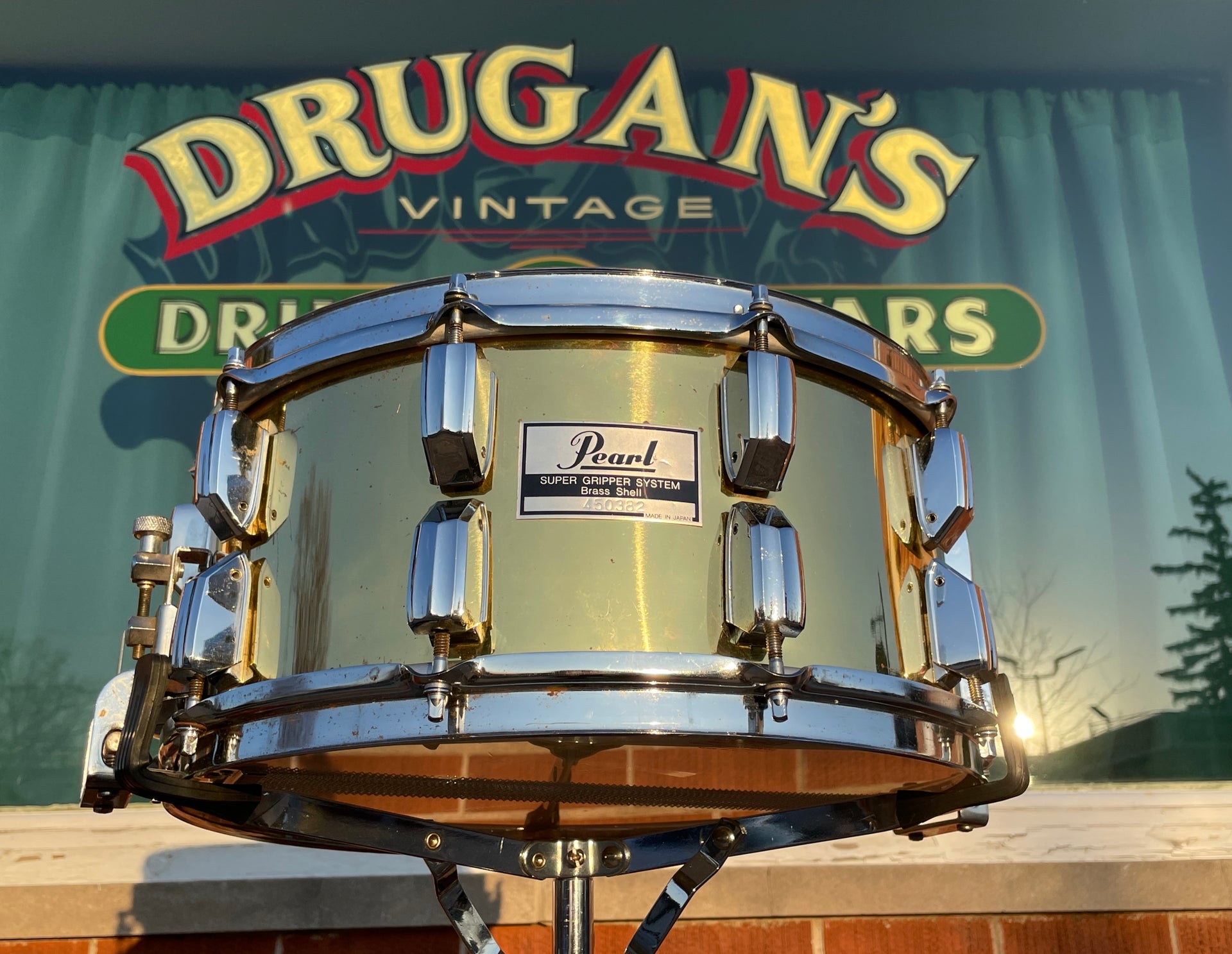 Pearl 6.5x14 Brass Shell Snare Drum Super Gripper System B-714DX 