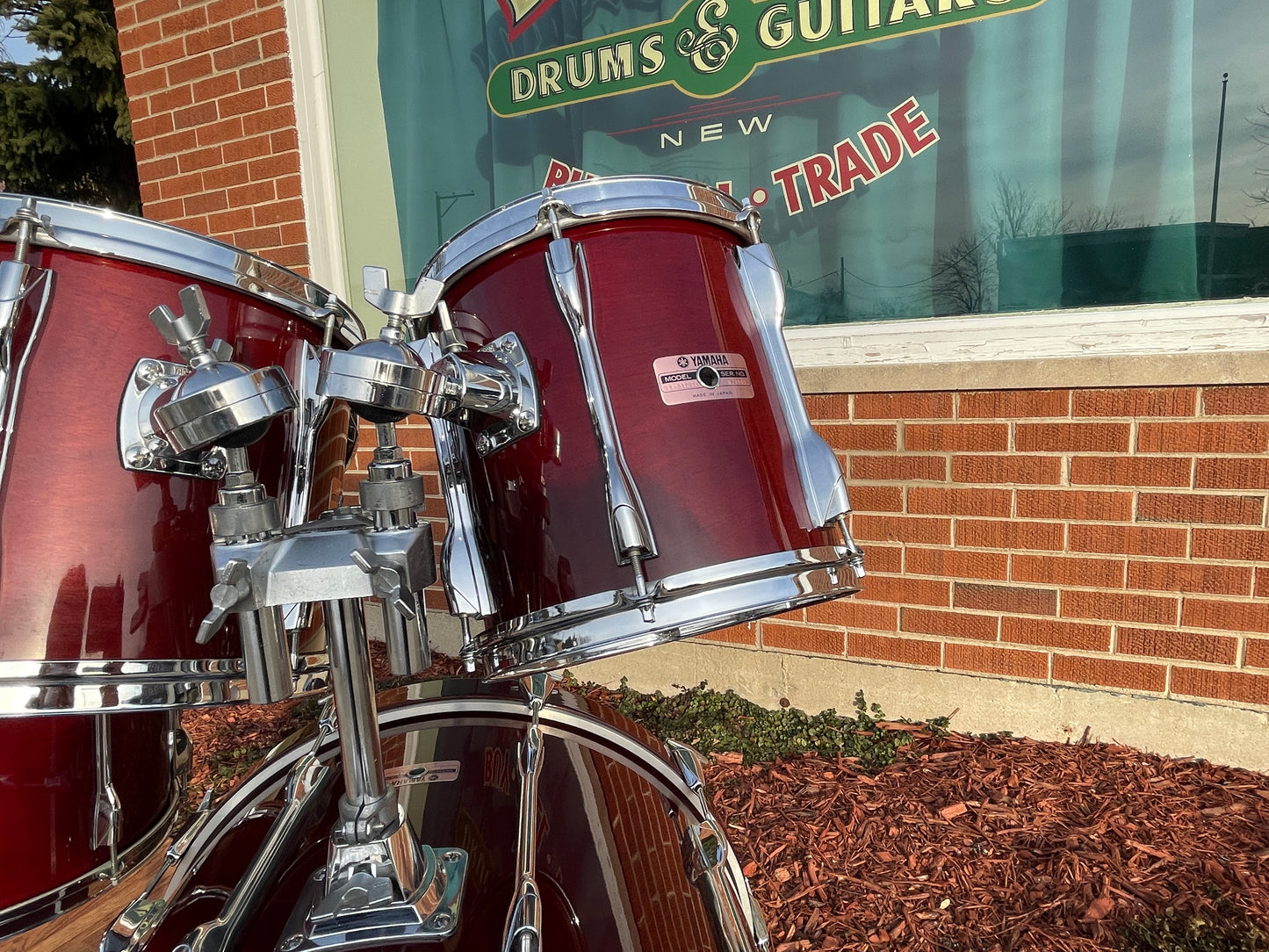 Vintage 1980s Yamaha Recording Custom Drum Set MIJ Red Cherry Wood CLEAN!