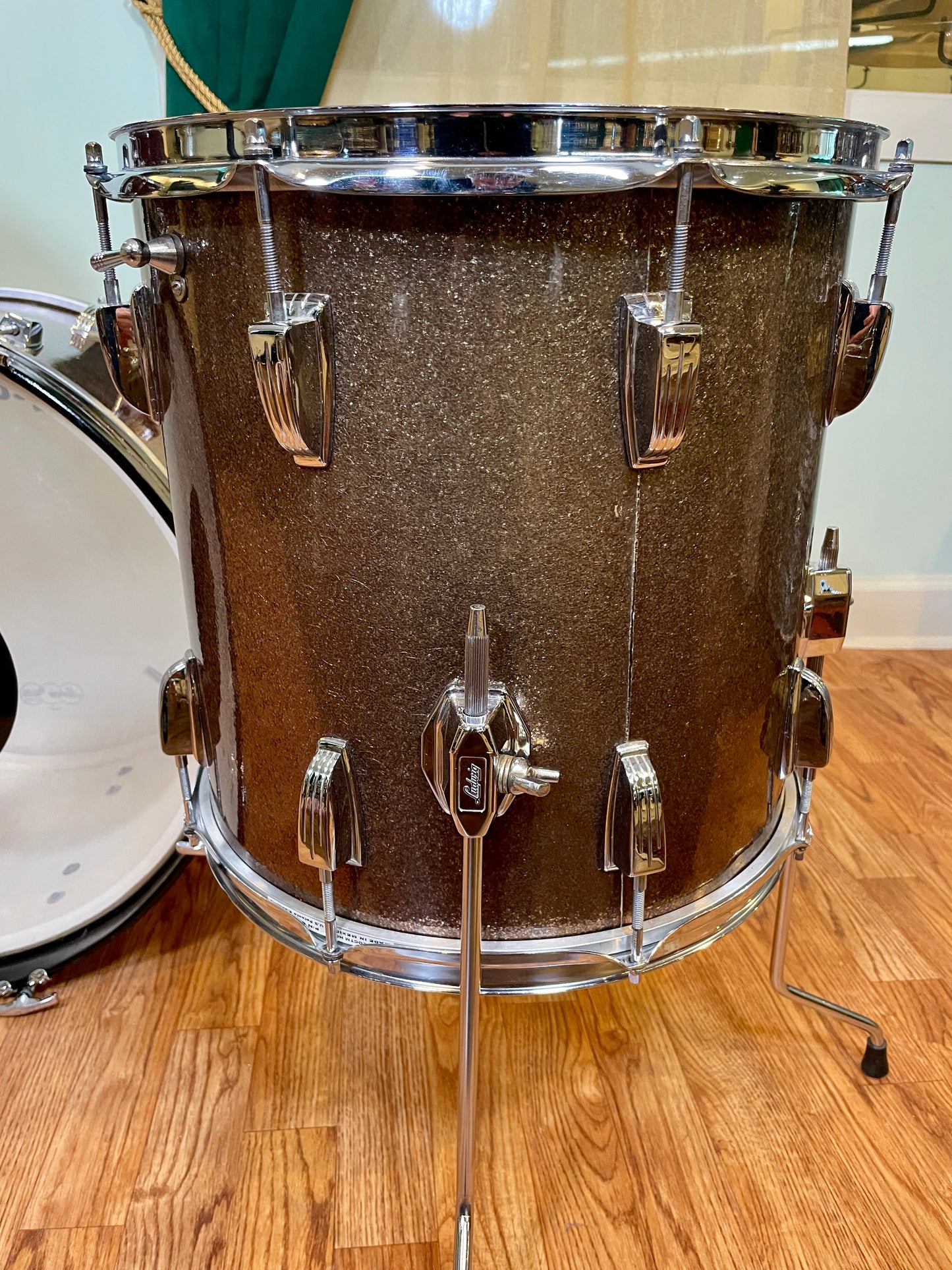 1966 Ludwig Down Beat Drum Set Burgundy Sparkle 20/12/14