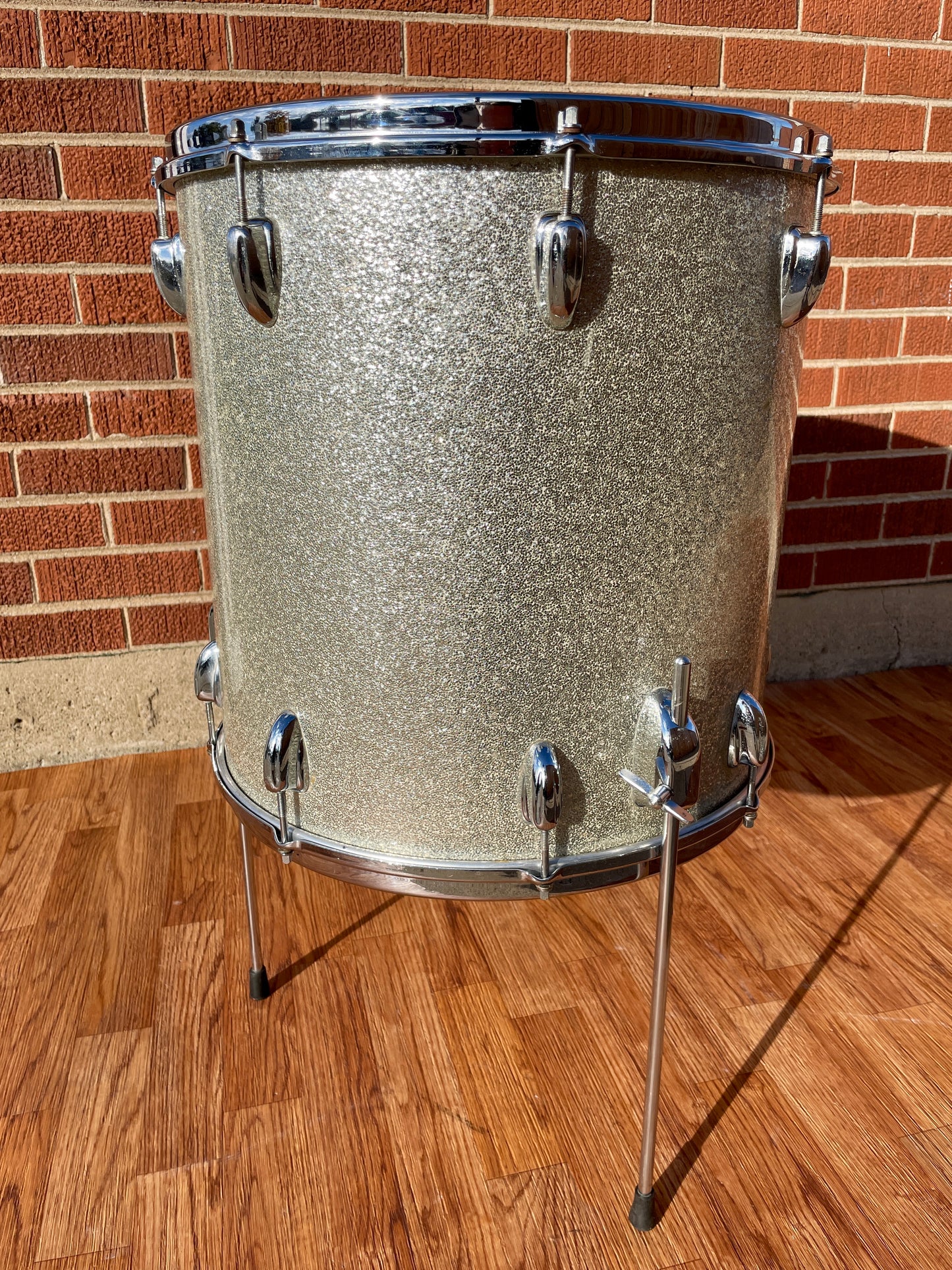 1966 Slingerland 16x16 Floor Tom Drum Silver Sparkle