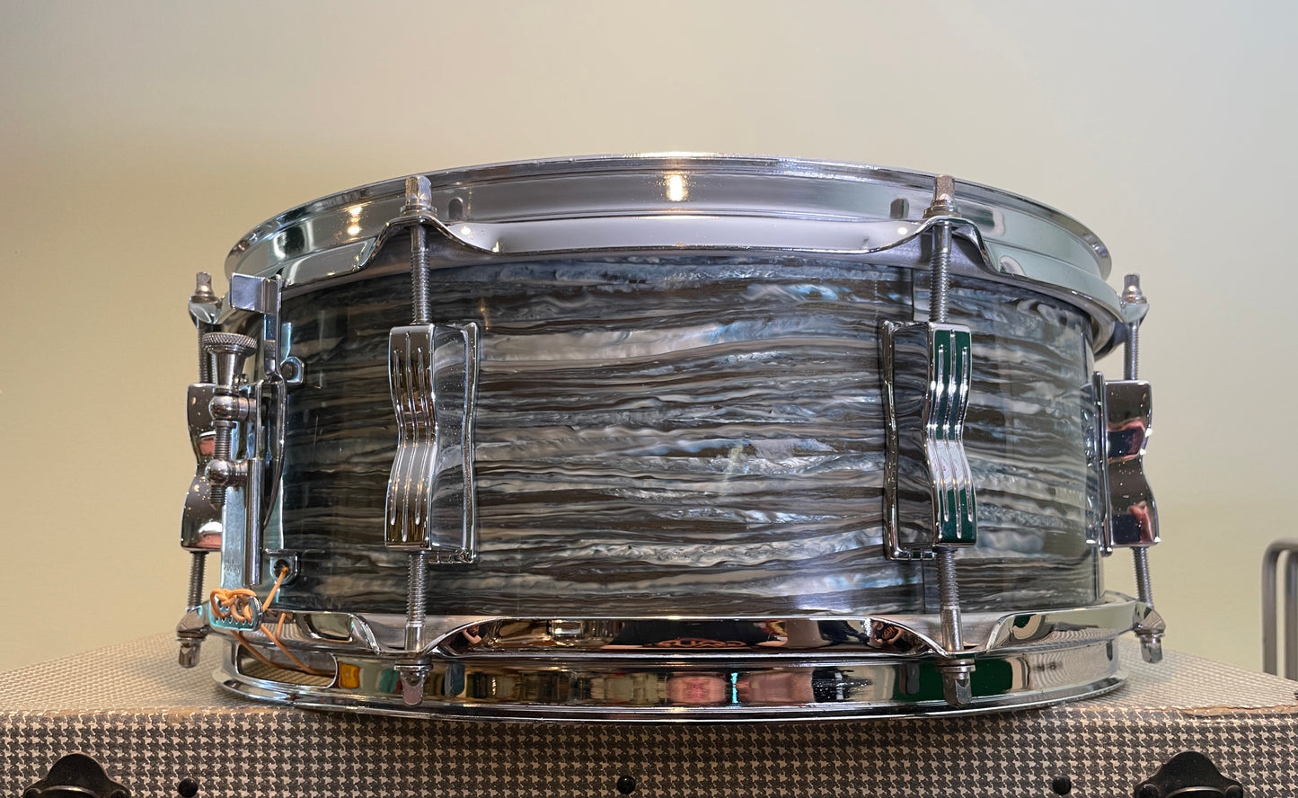 1966 Ludwig 5x14 Jazz Festival Snare Drum Oyster Blue Pearl