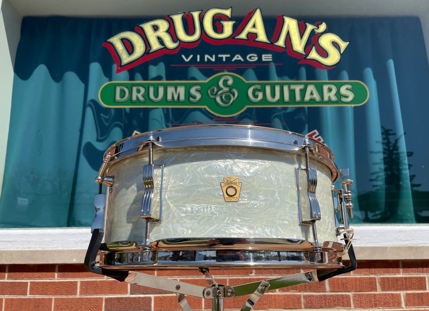 1965 Ludwig 5x14 Pioneer Snare Drum White Marine Pearl