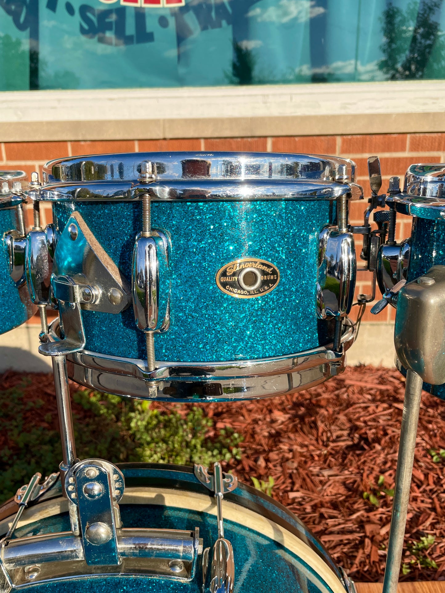 1958 Slingerland Radio King Little Pro Outfit No. 4N Drum Set Aqua Blue Sparkle