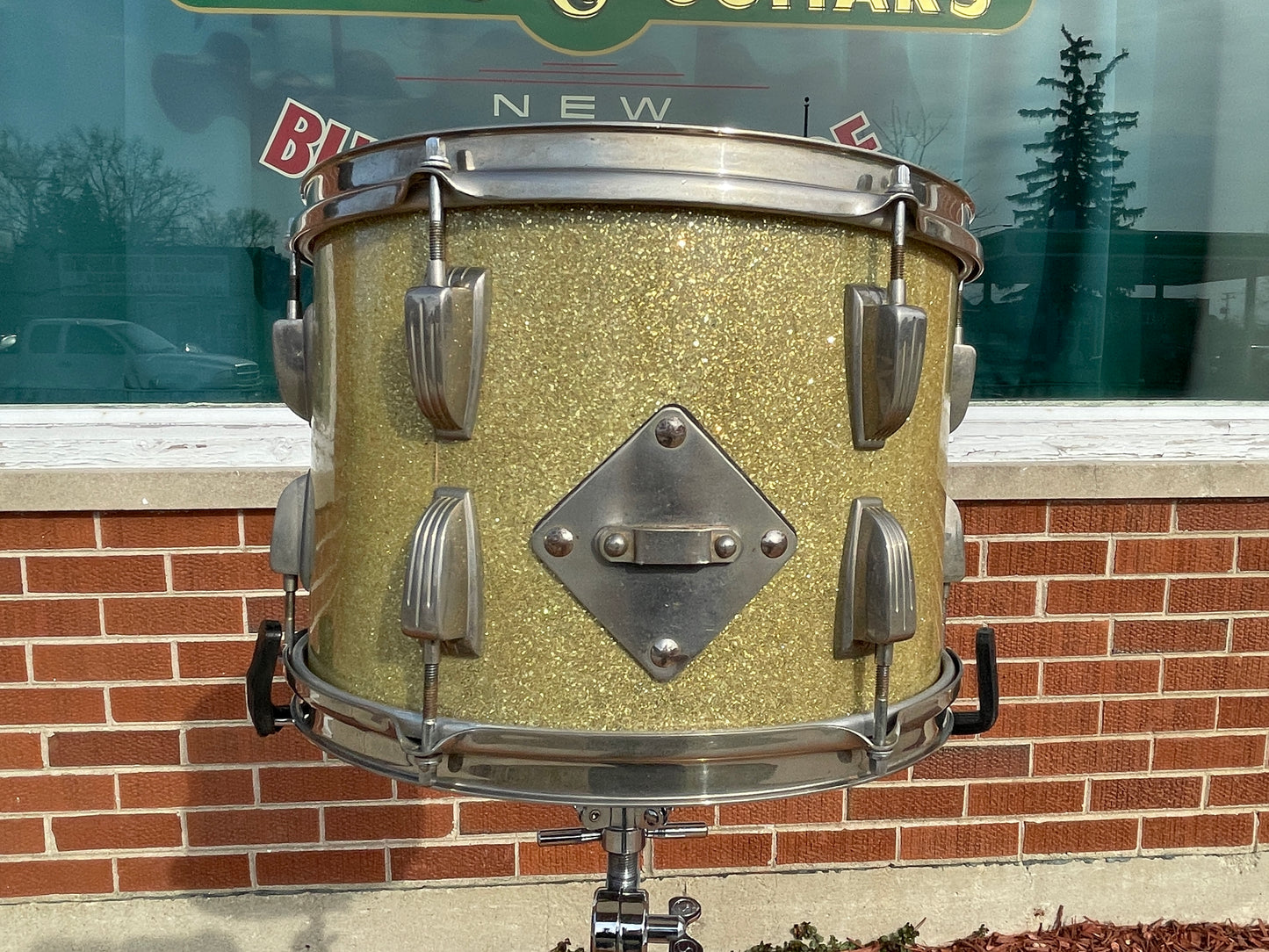 1950s WFL Ludwig 2pc Drum Set Silver Glass Glitter Sparkle 22/13