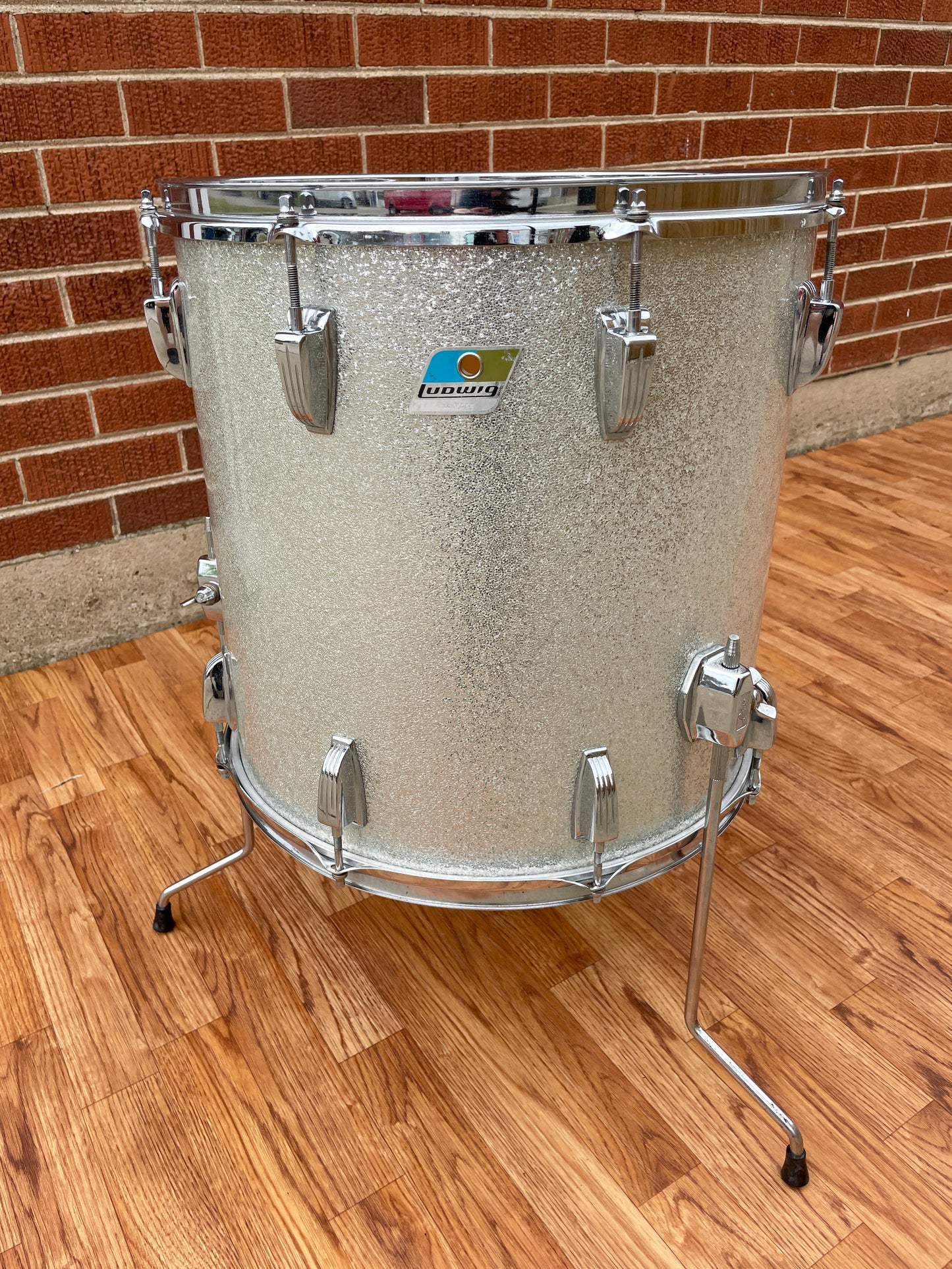 1970s Ludwig 16x16 Floor Tom Silver Sparkle