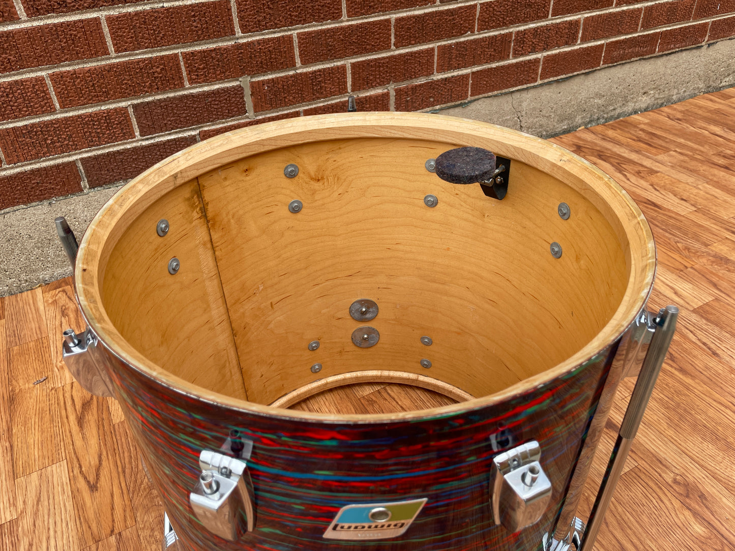 1970s Ludwig 16x16 Floor Tom Drum Psychedelic Red