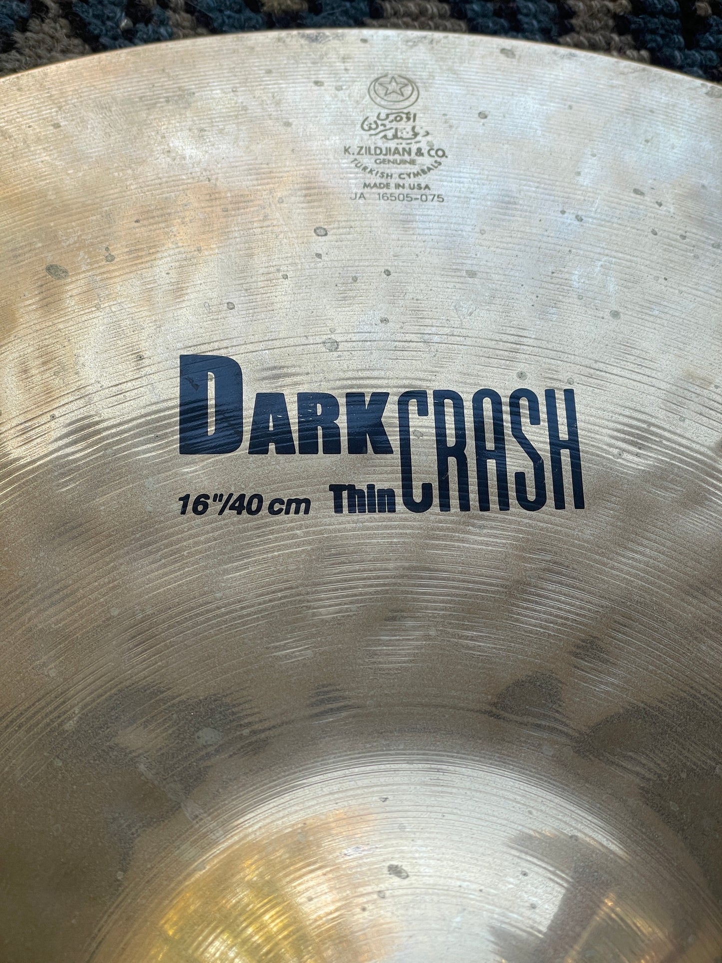 16" Zildjian K Dark Crash Thin Brilliant 1088g K20902 *Video Demo*