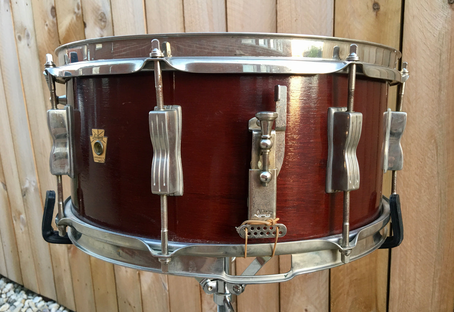 1963 Ludwig 6.5x14 Auditorium Snare Drum Mahogany W/ COB Hoops
