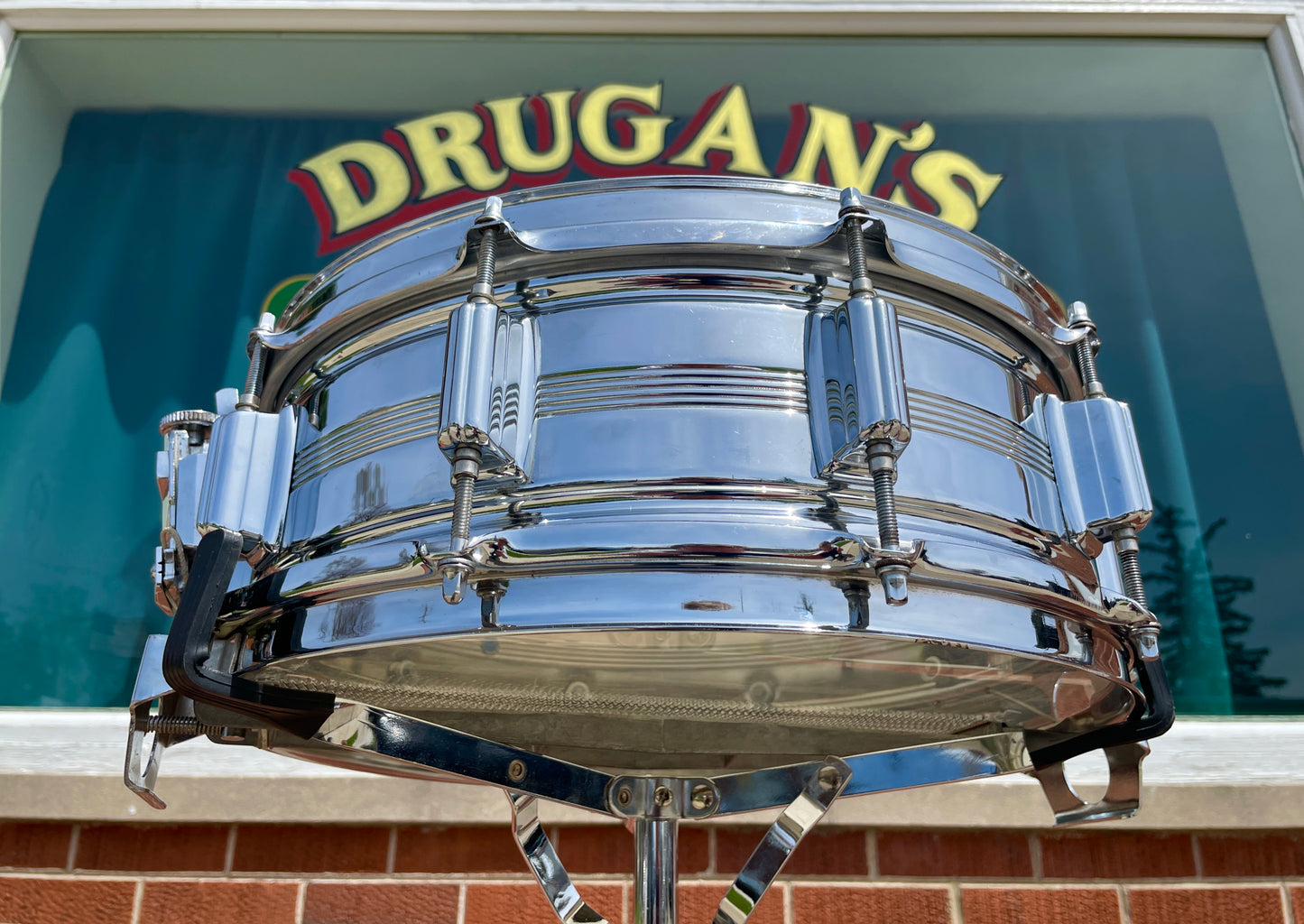 Vintage Rogers 5x14 Dynasonic "Big R" Snare Drum Chrome Over Brass