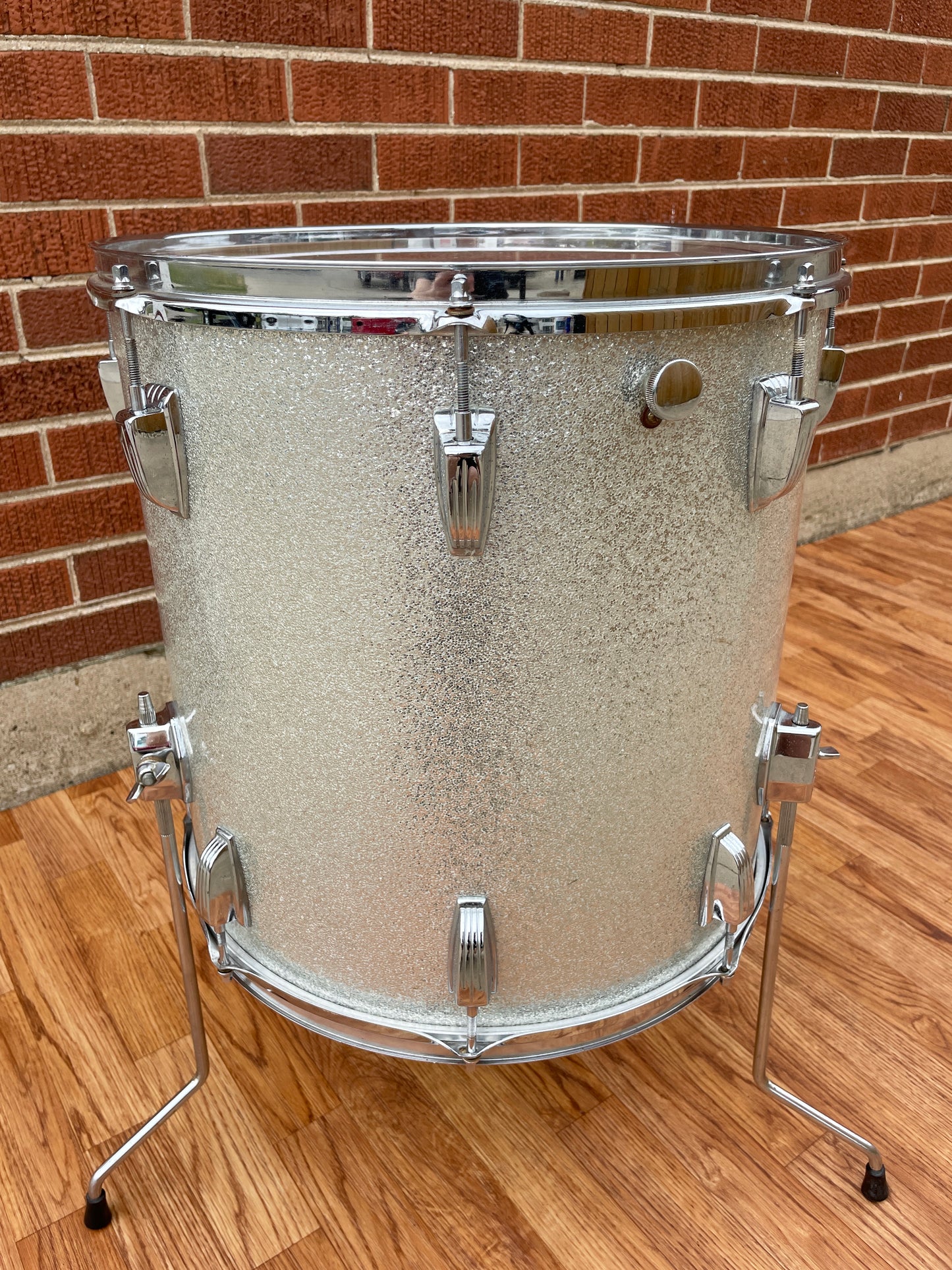 1970s Ludwig 16x16 Floor Tom Silver Sparkle