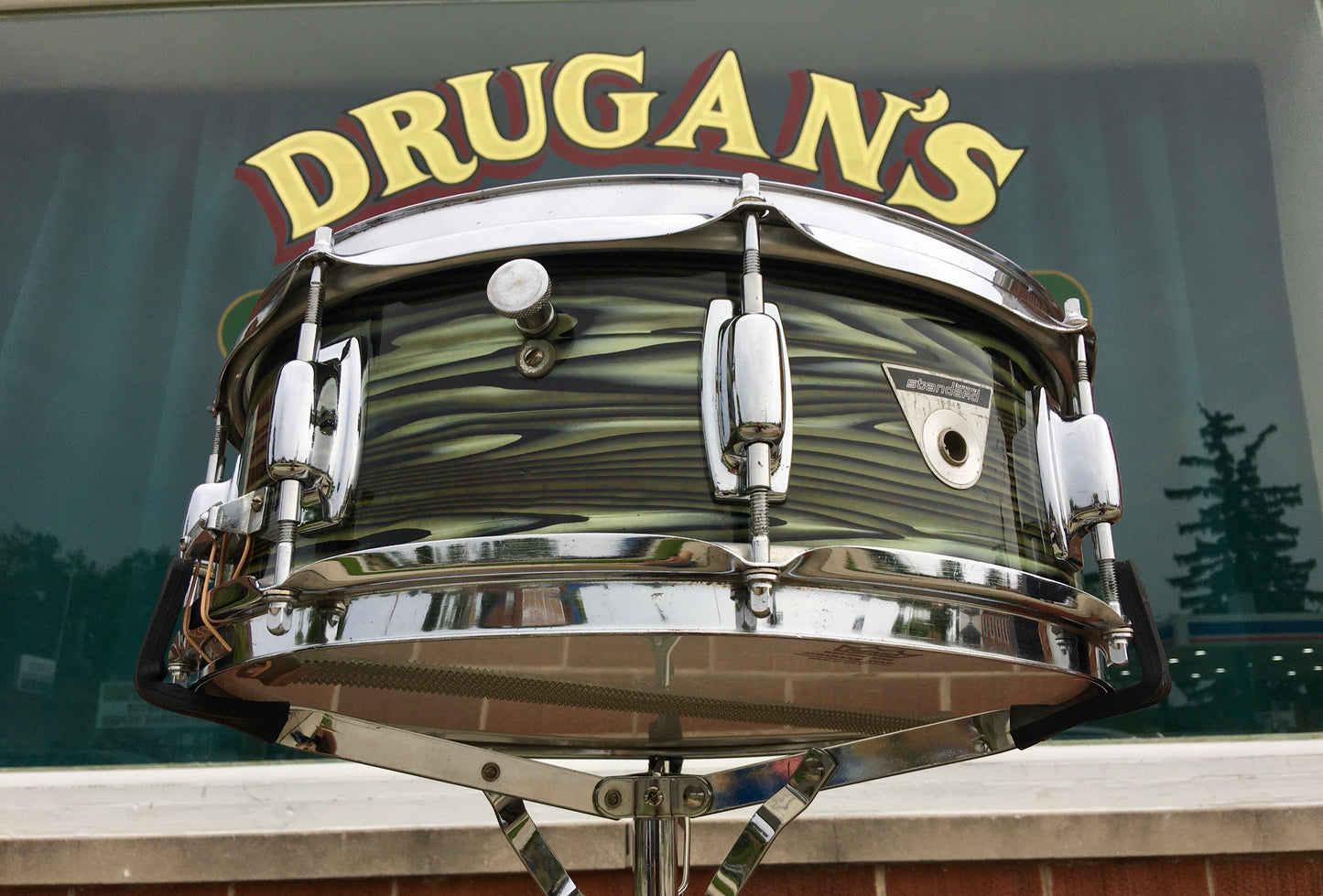 1969 Ludwig 5x14 Standard Snare Drum 3ply Avocado Strata