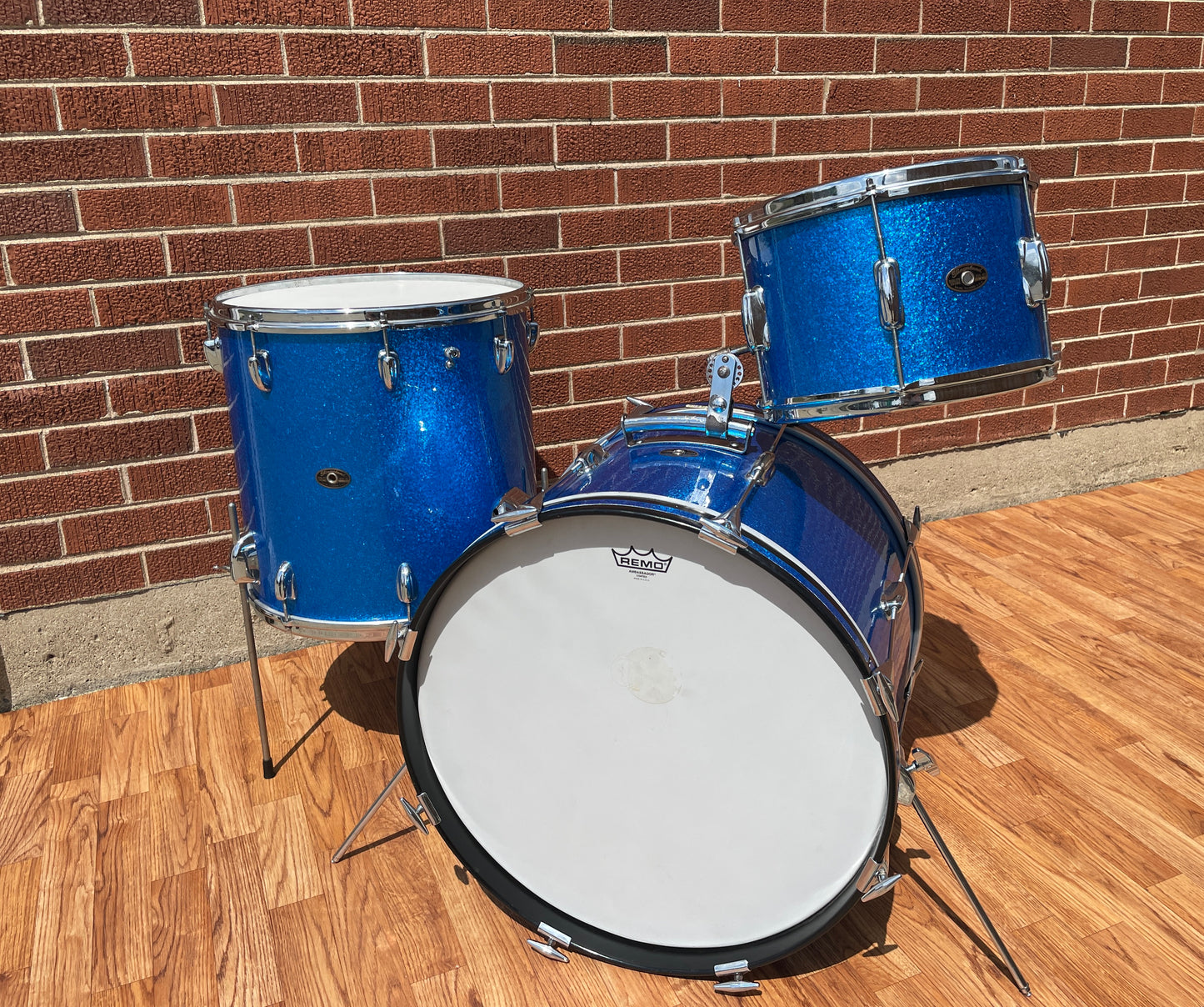 1960s Slingerland Stage Band Drum Set Blue Sparkle Rewrap 20/12/16