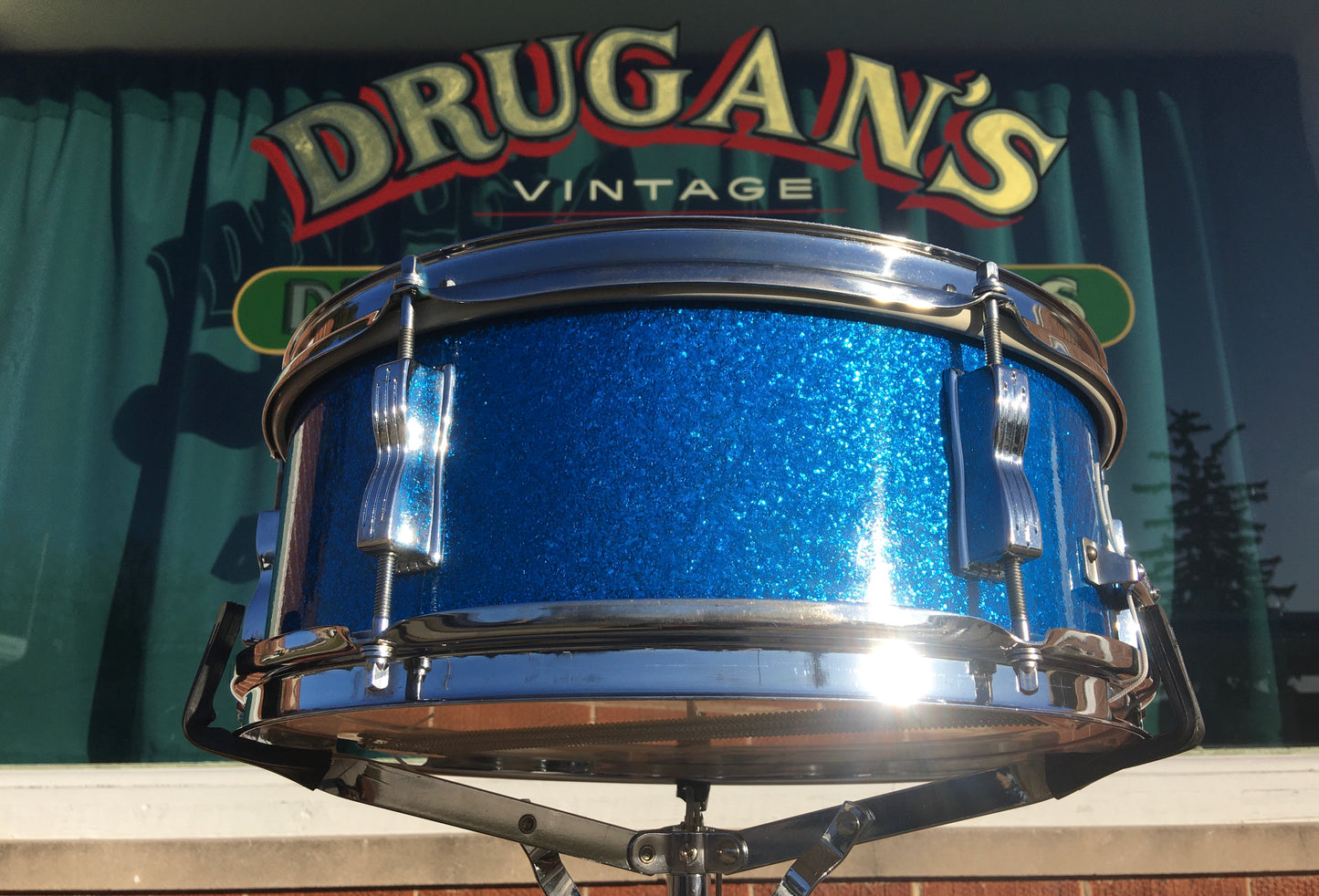 1967 Ludwig Keystone 5x14 Pioneer Snare Drum Blue Sparkle