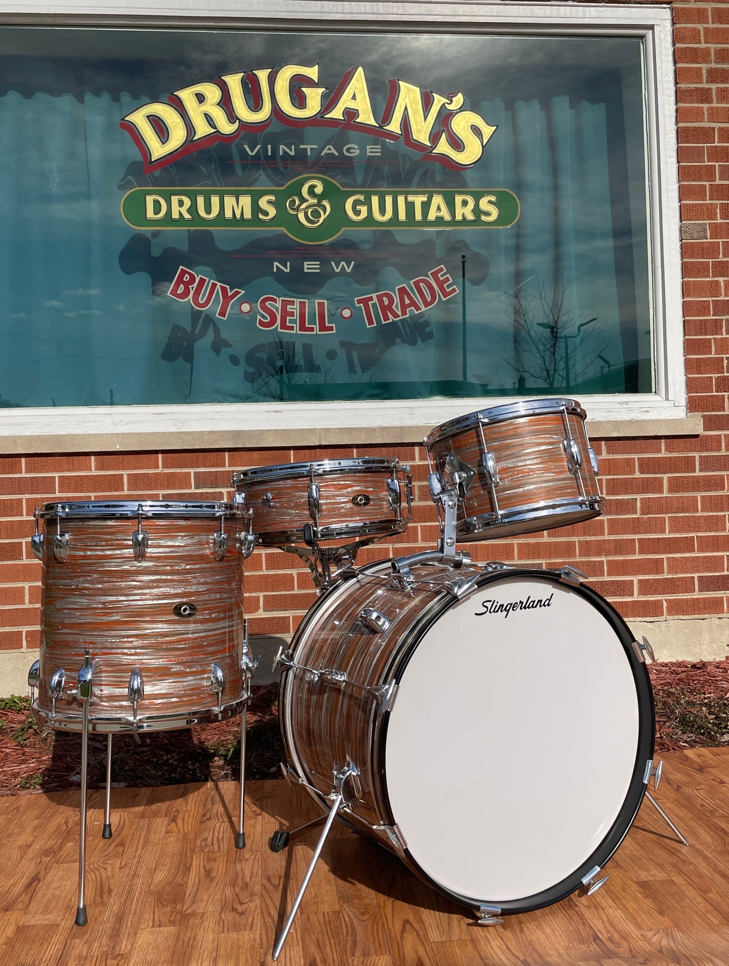 1960s Slingerland Modern Jazz Outfit No. 9N Drum Set Oyster Pink Pearl 20/12/14/5.5x14