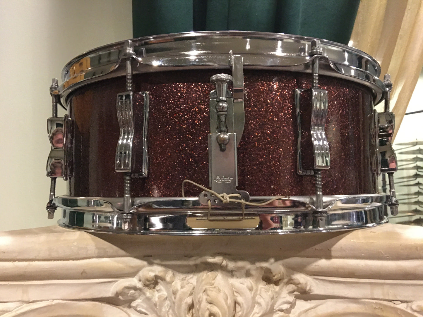 1966 Ludwig 5x14 Jazz Festival Snare Drum Burgundy Sparkle