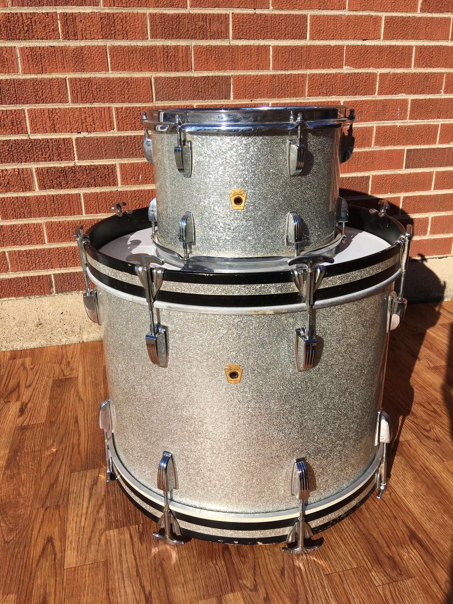 1968 Ludwig 14x20 Virgin Bass Drum Silver Sparkle