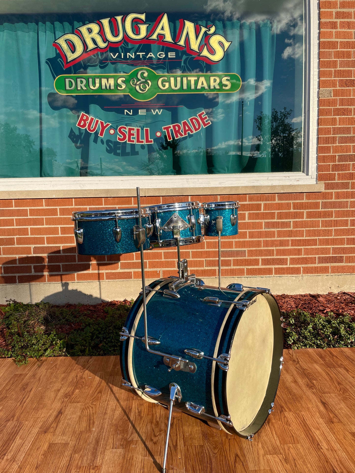 1958 Slingerland Radio King Little Pro Outfit No. 4N Drum Set Aqua Blue Sparkle
