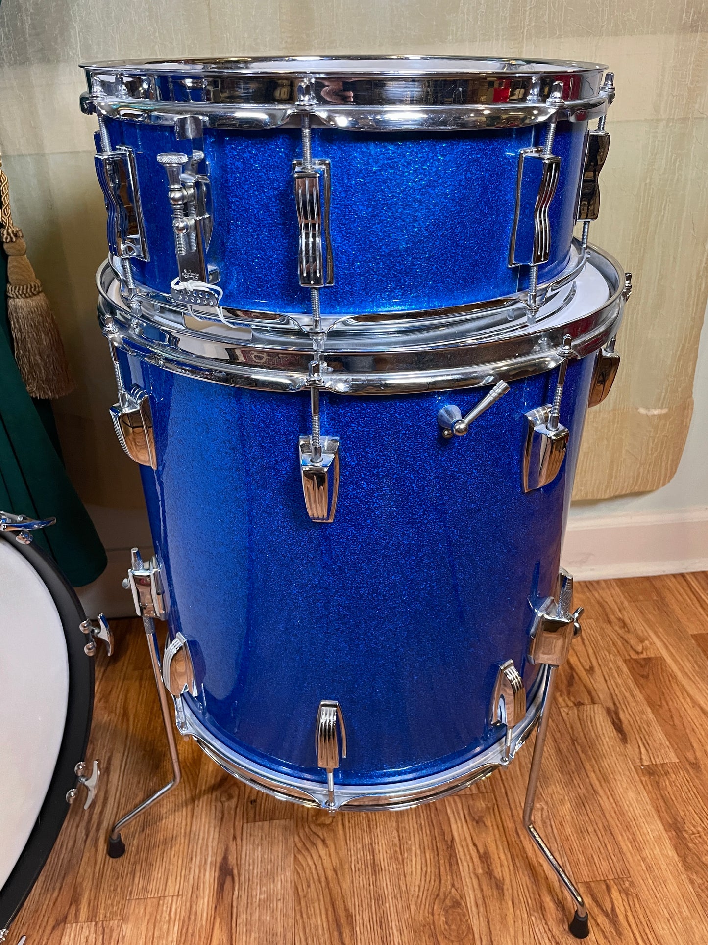 1964 Ludwig No. 983P 5pc Hollywood Outfit Drum Set Blue Sparkle 22/12/12/16/5x14 COB