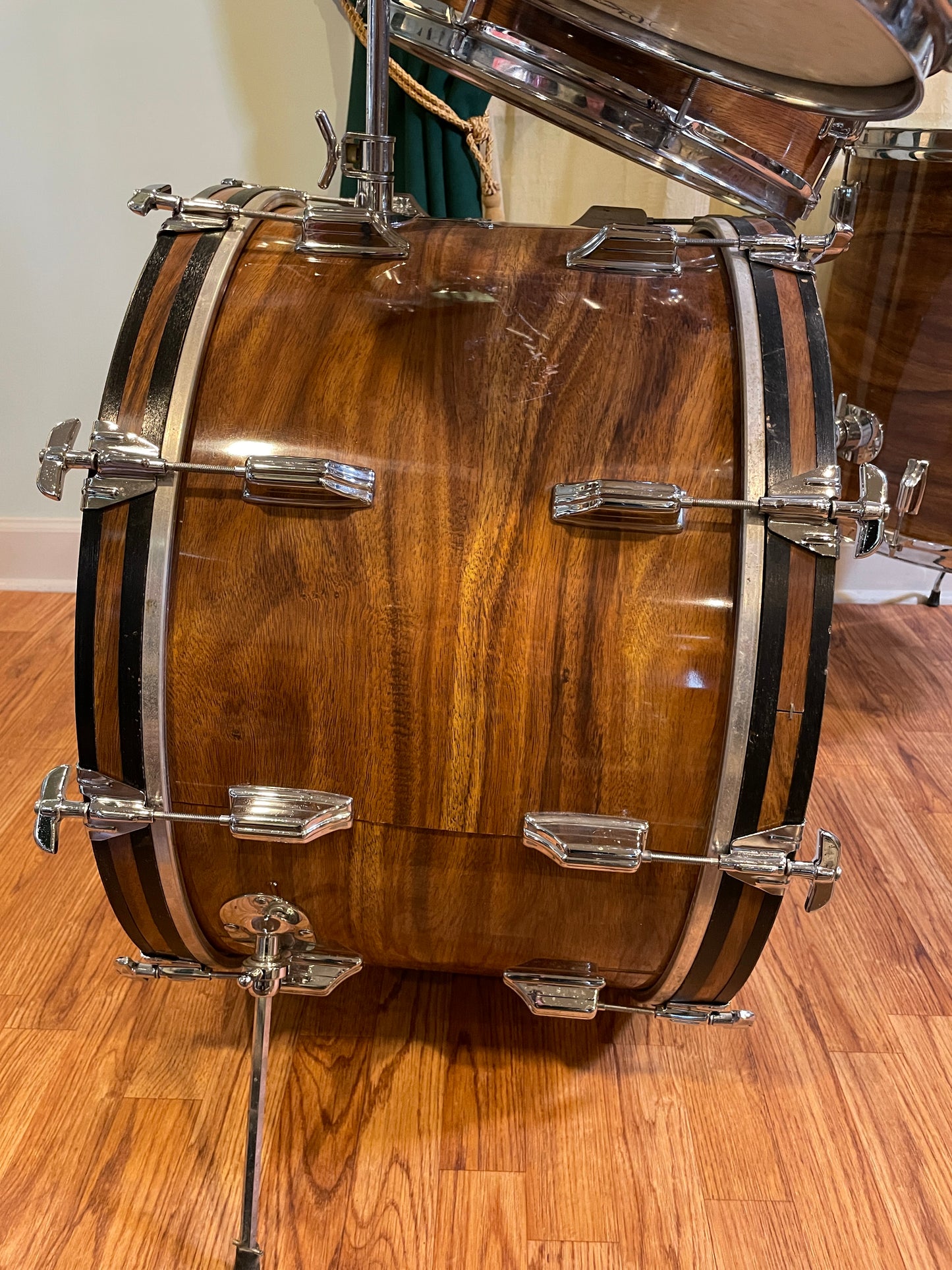 1970s Rogers Powertone Drum Set Koa 24/14/15/18