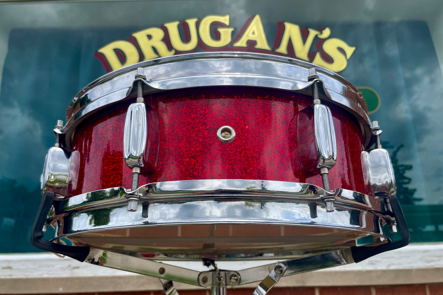 1960s Rogers 5x14 Holiday Snare Drum Sparkling Red Pearl Cleveland Red Sparkle