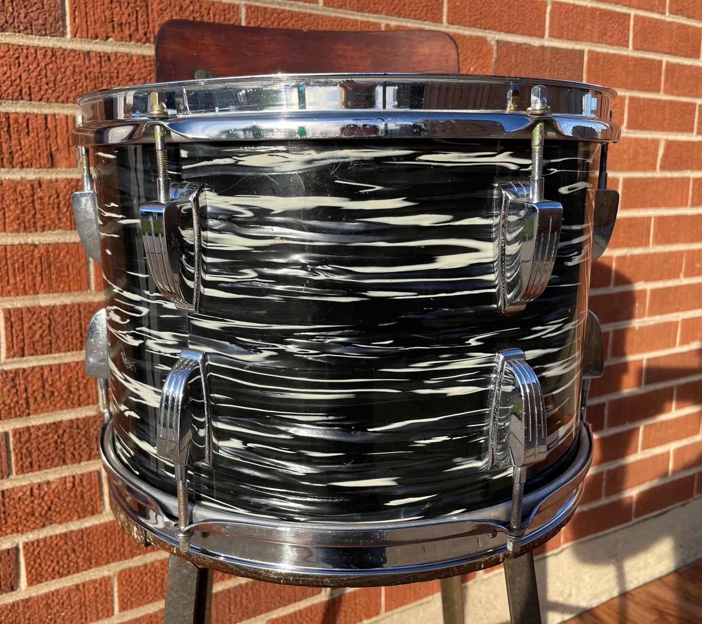1969-1970 Ludwig 9x13 Tom Drum Single Oyster Black Pearl 1970s
