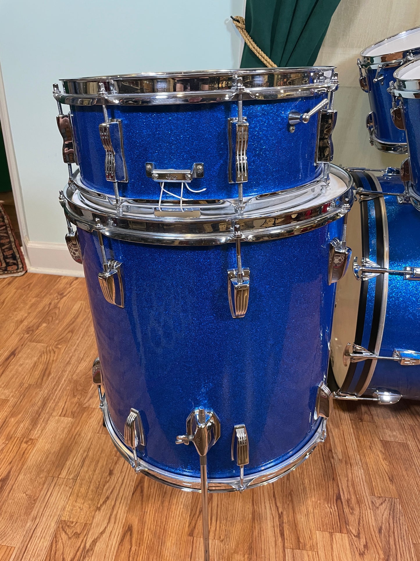 1964 Ludwig No. 983P 5pc Hollywood Outfit Drum Set Blue Sparkle 22/12/12/16/5x14 COB