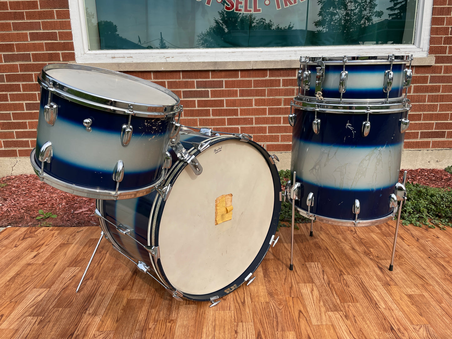 1960s Slingerland Blue & Silver Duco Drum Set 22/13/16/5.5x14