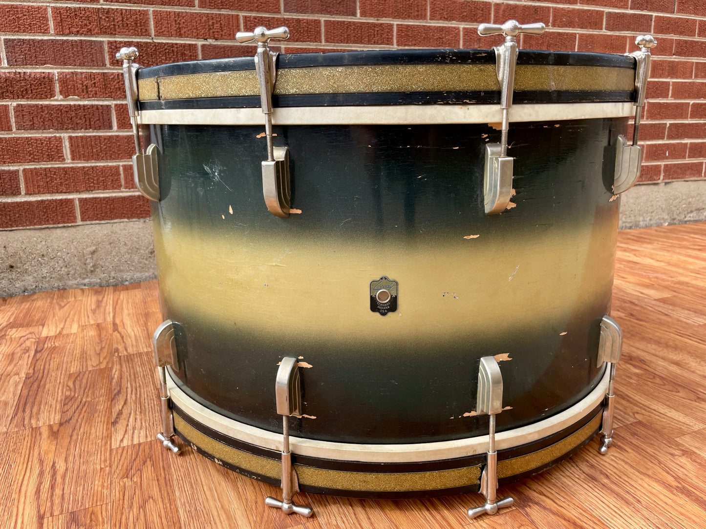 1948 Leedy Broadway Swingster Outfit Tom & Bass Drum Blue / Silver Duco 14x24/9x13