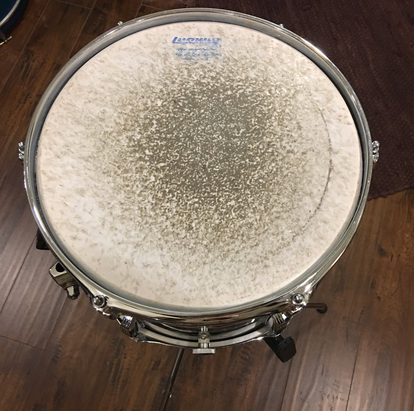 Early 1970s Ludwig 8x12 Oyster Black Pearl Classic Tom Drum 3 Ply