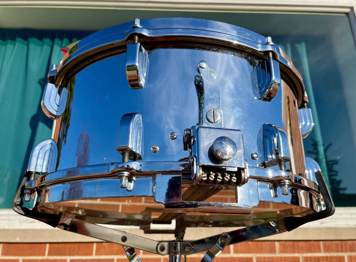 1930s Leedy 6.5x14 Chrome Over Brass Broadway Parallel Snare Drum COB *Video*