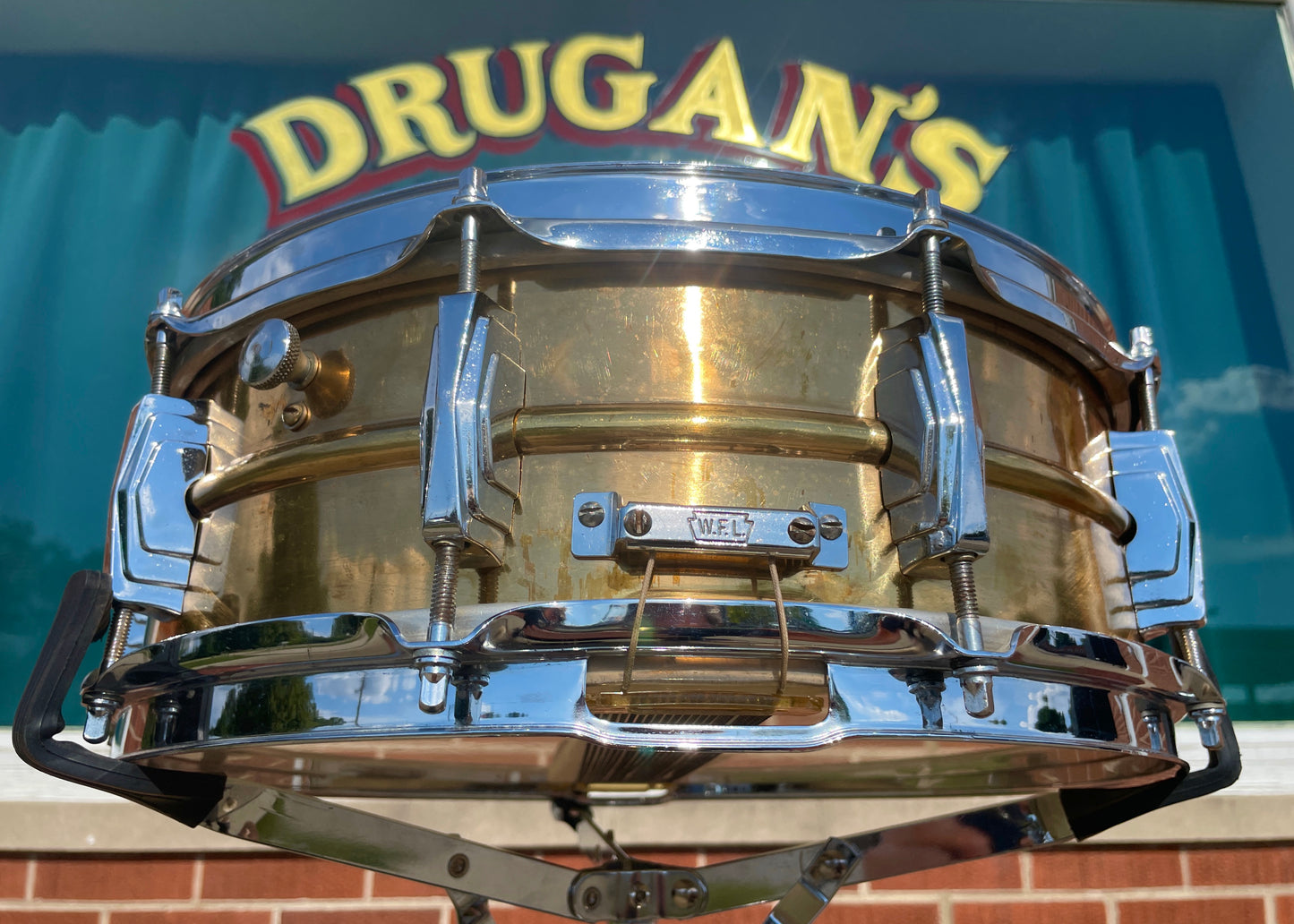 1958-60 Ludwig Trans Badge Super 401 5x14 Lacquered Brass Supraphonic Snare Drum