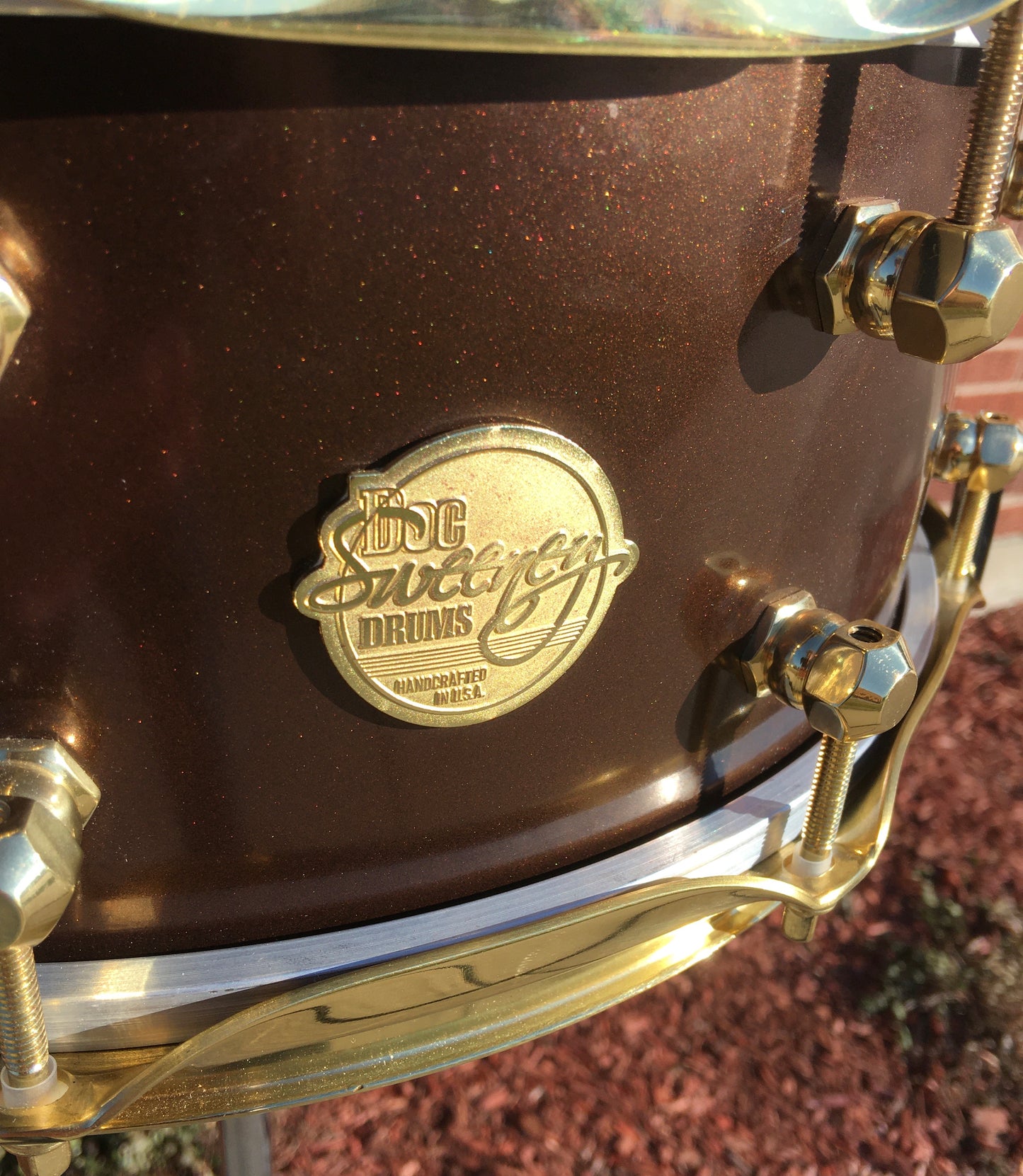 Doc Sweeney 5.5x14 Custom One-Off Spun Brass Shell Snare Drum Metallic Bronze Sparkle 19lbs!