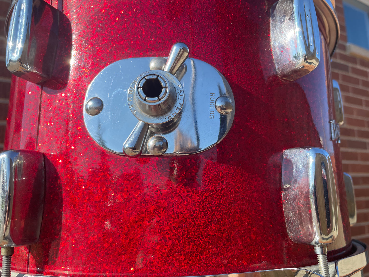 1960s Rogers 9x13 Holiday Tom Drum Sparkling Red Pearl Cleveland Glass Glitter Sparkle