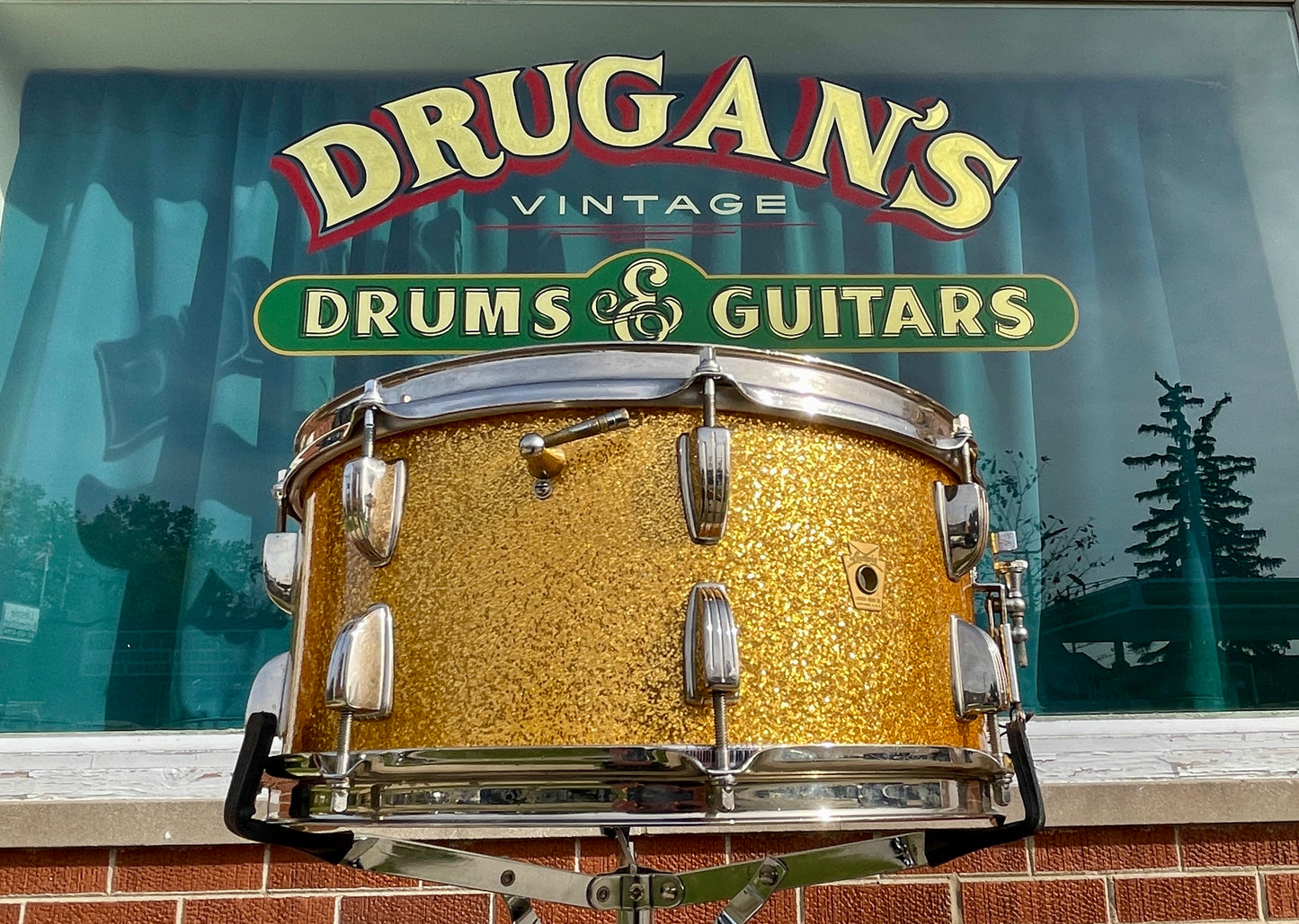 1962 Ludwig 6.5x14 No. 912 School Festival Snare Drum Gold Sparkle Pre-Serial