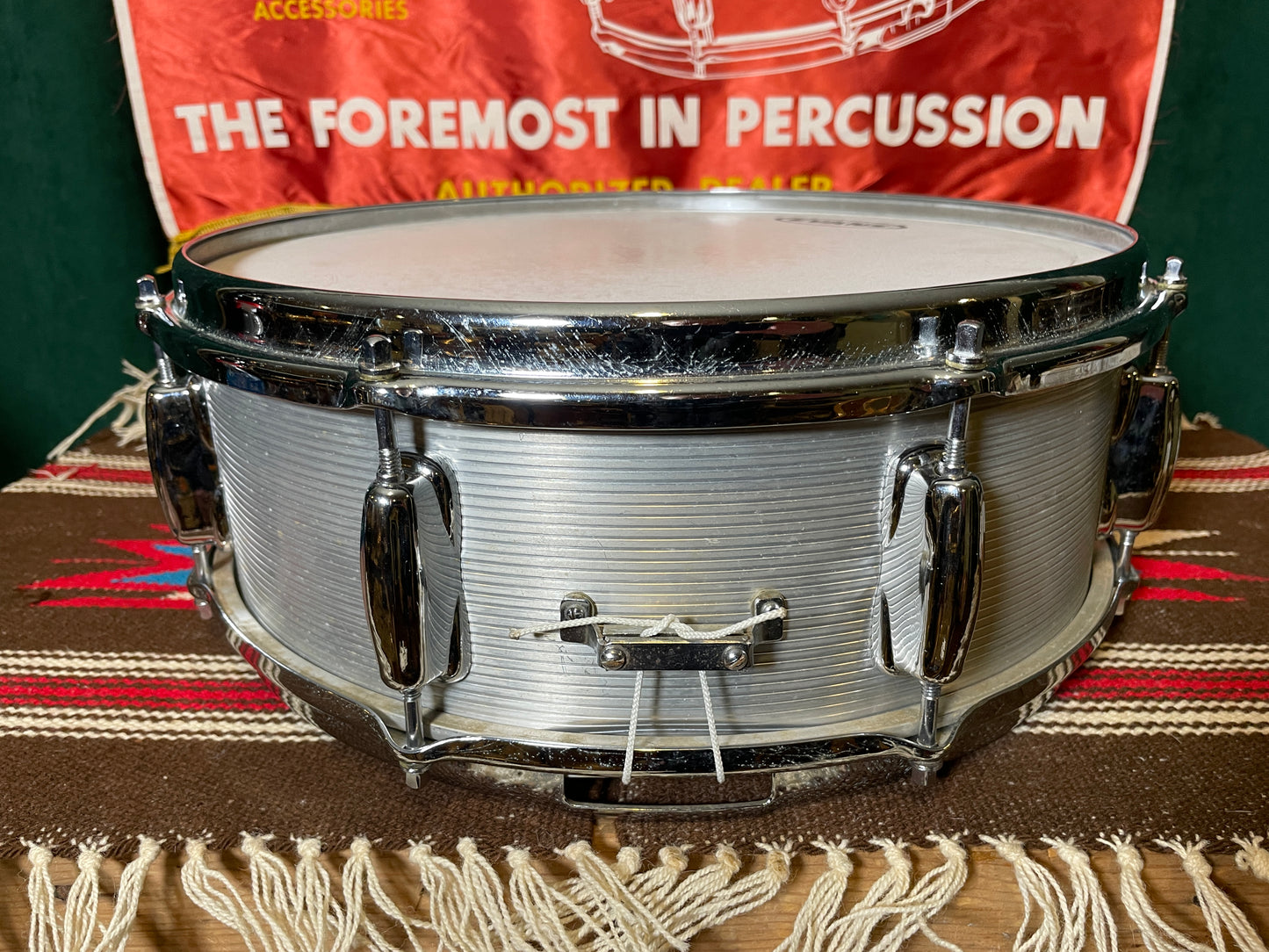 1960s Slingerland No. 140 5x14 Ribbed Aluminum Snare Drum