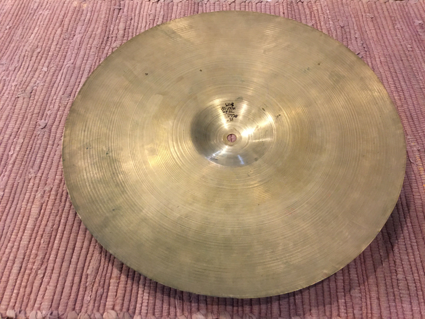 15" Zilco by Zildjian Hi-Hat Single / Crash Cymbal 1930s/50s 752g #665