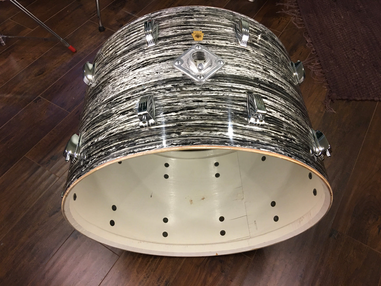 1967 Ludwig 14x22 Oyster Black Pearl Hollywood Bass Drum