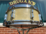 1950s WFL Ludwig 5.5x14 Buddy Rich Super Classic 8 Lug Snare Drum White Marine Pearl