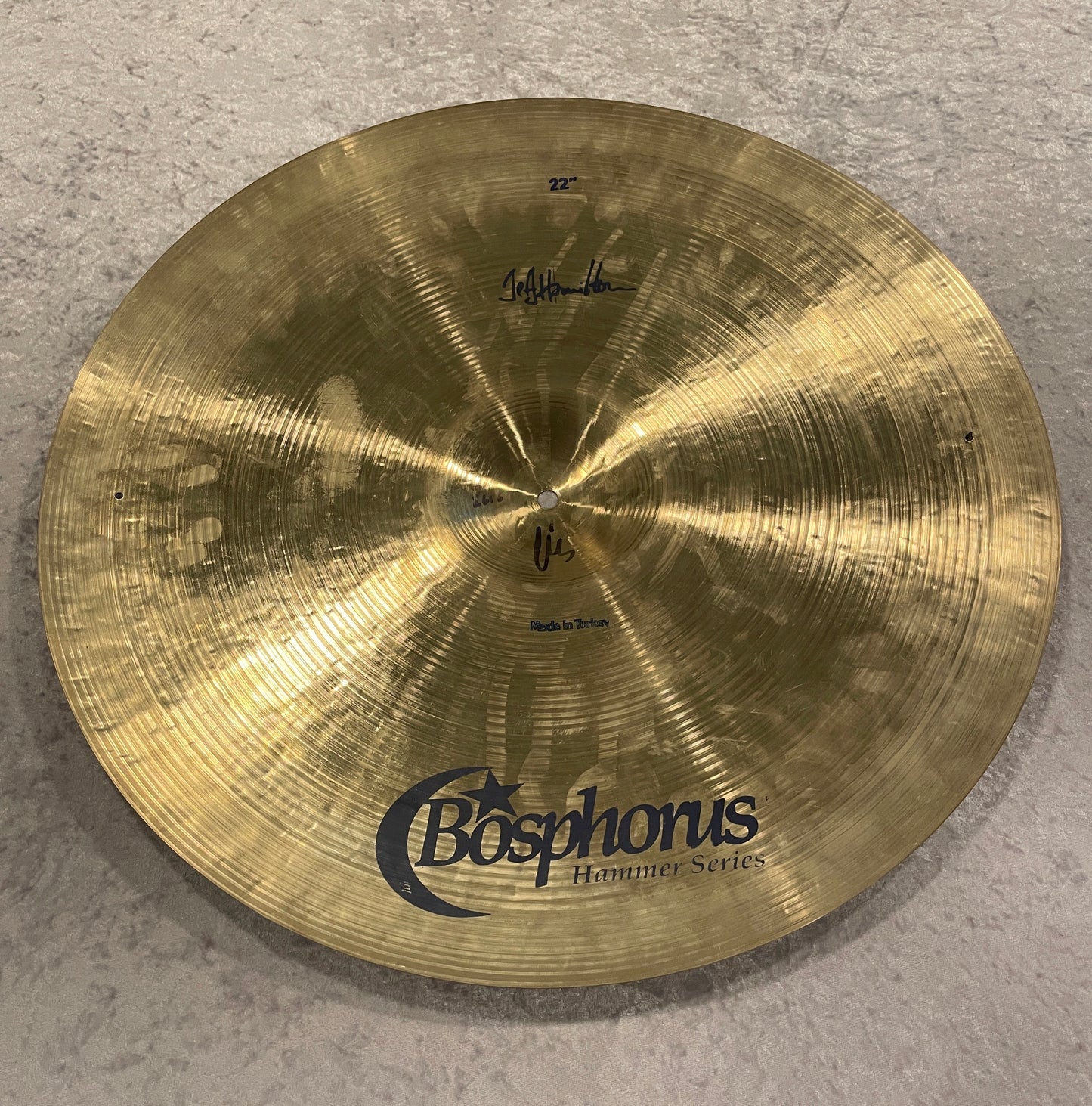 22" Bosphorus Hammer Series Jeff Hamilton Ride Cymbal 2636g