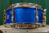 1960s Ludwig 5x14 Jazz Festival Snare Drum Blue Sparkle