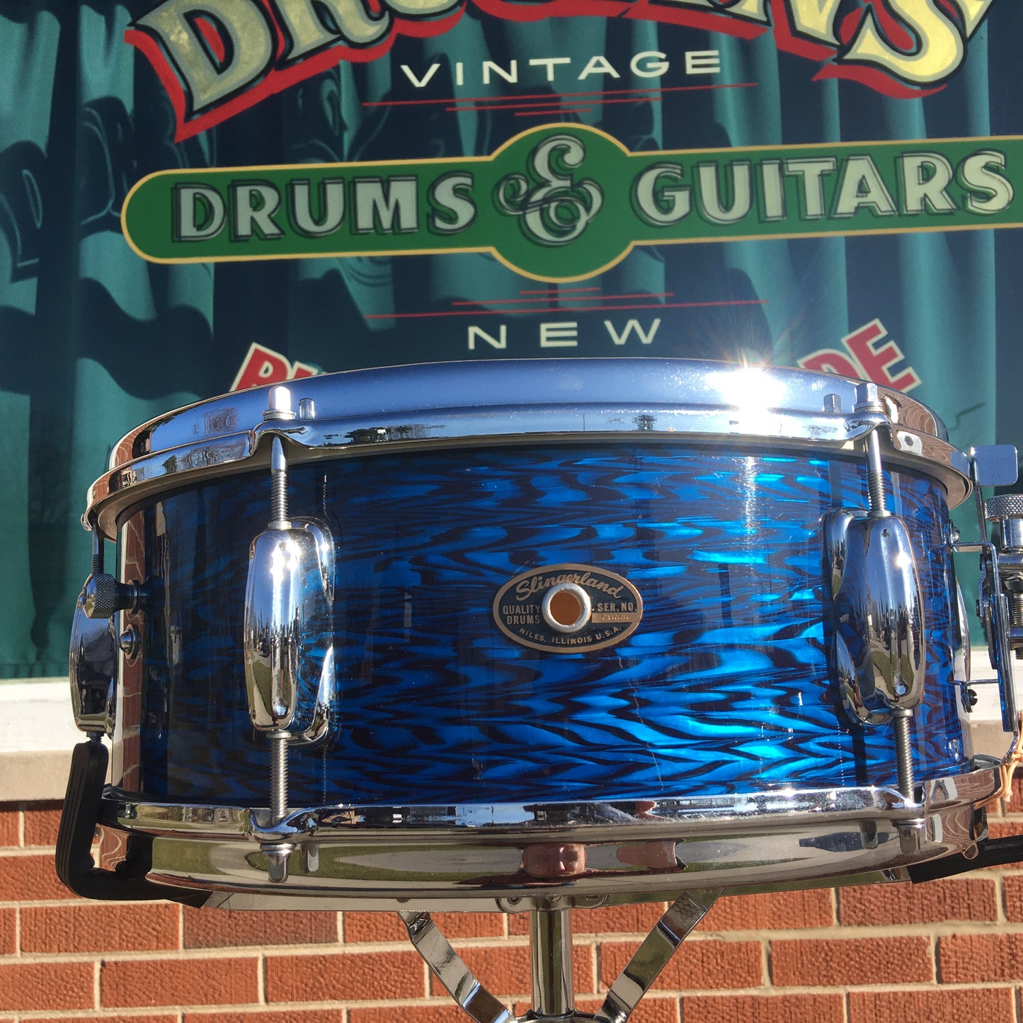 1964 Slingerland 5.5x14 Deluxe Student Model Snare Drum Blue Agate