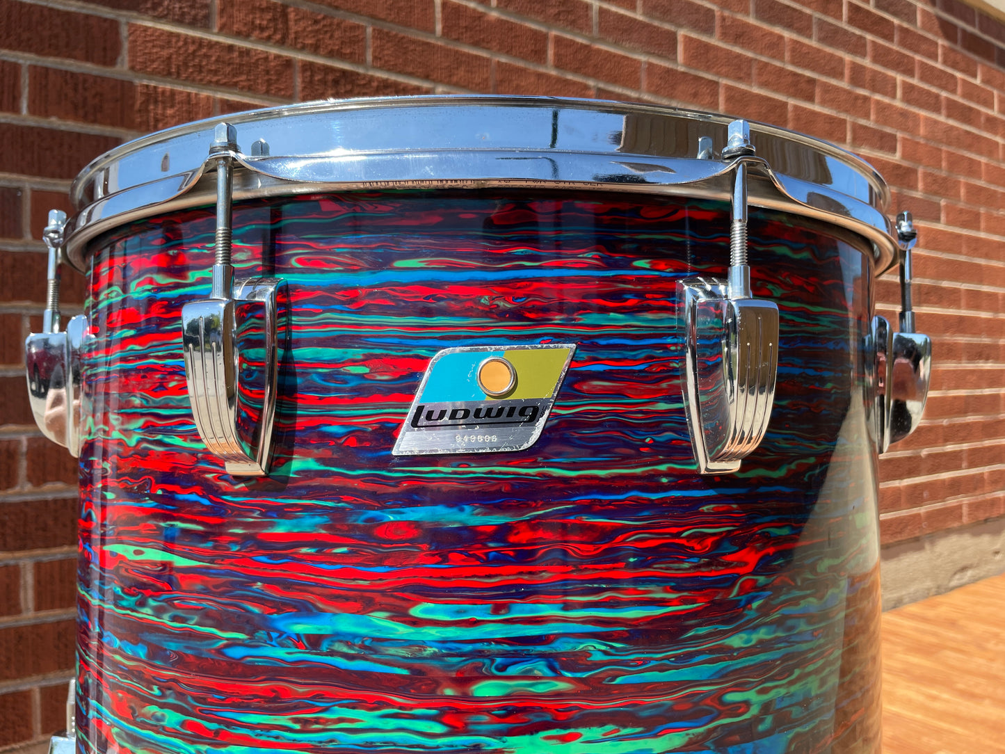 1970s Ludwig 16x16 Floor Tom Drum Psychedelic Red