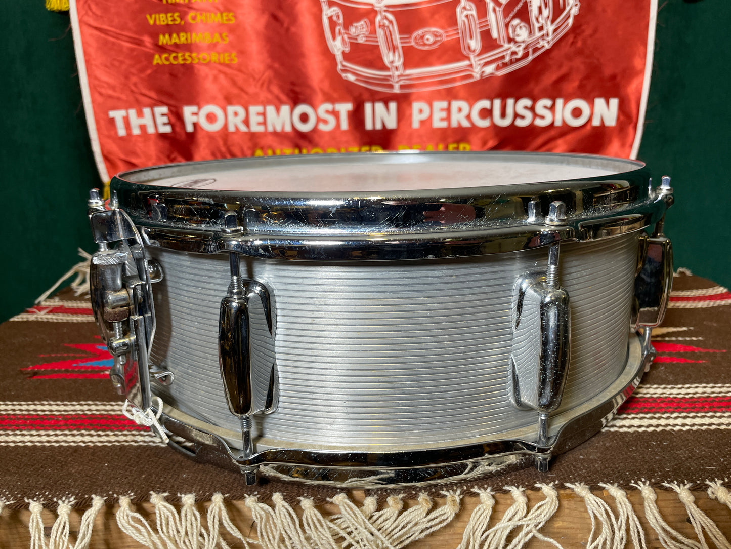 1960s Slingerland No. 140 5x14 Ribbed Aluminum Snare Drum