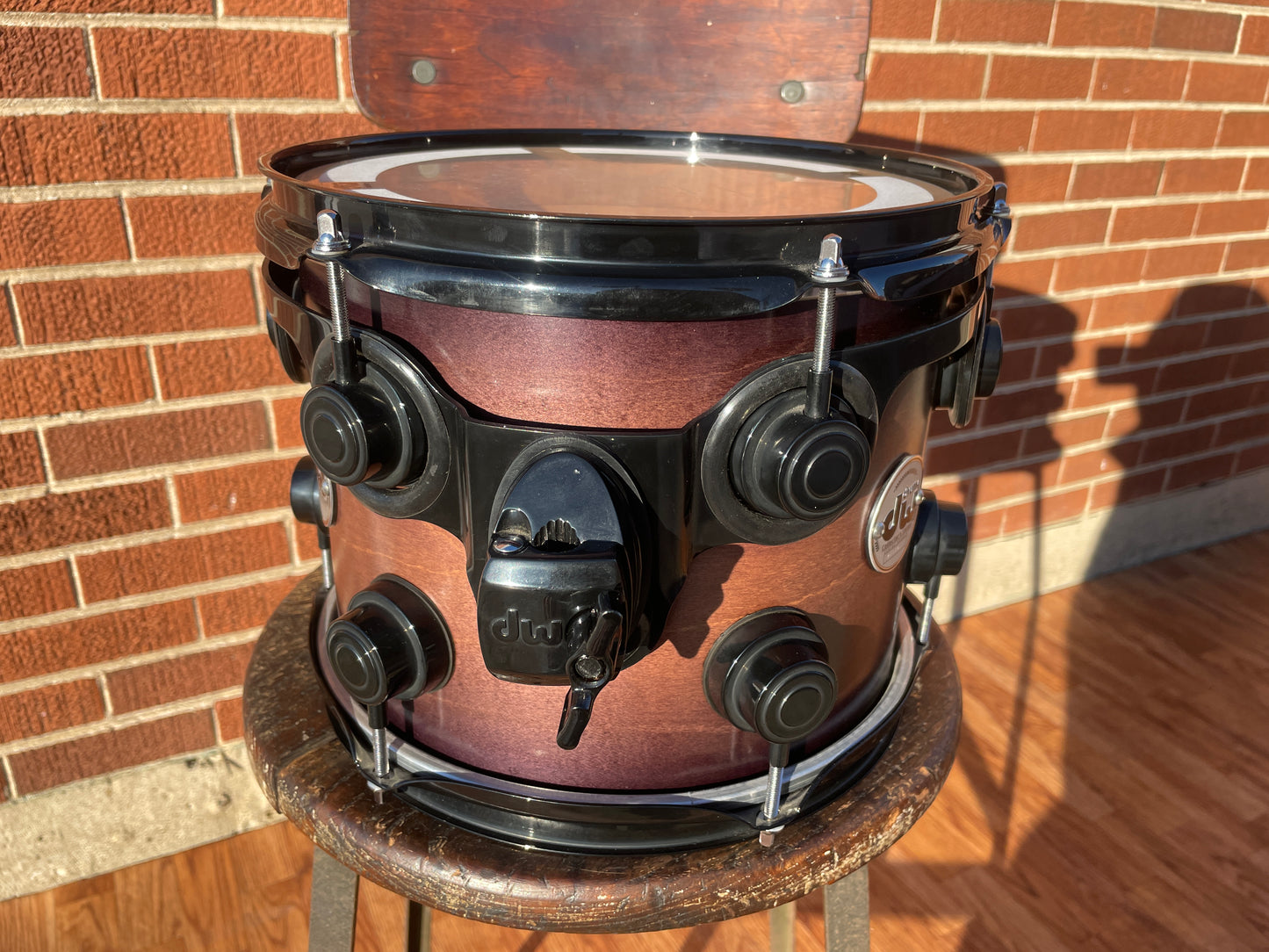 DW 8x10 Tom Drum Collector's Series Single Tobacco Burst Drum Workshop