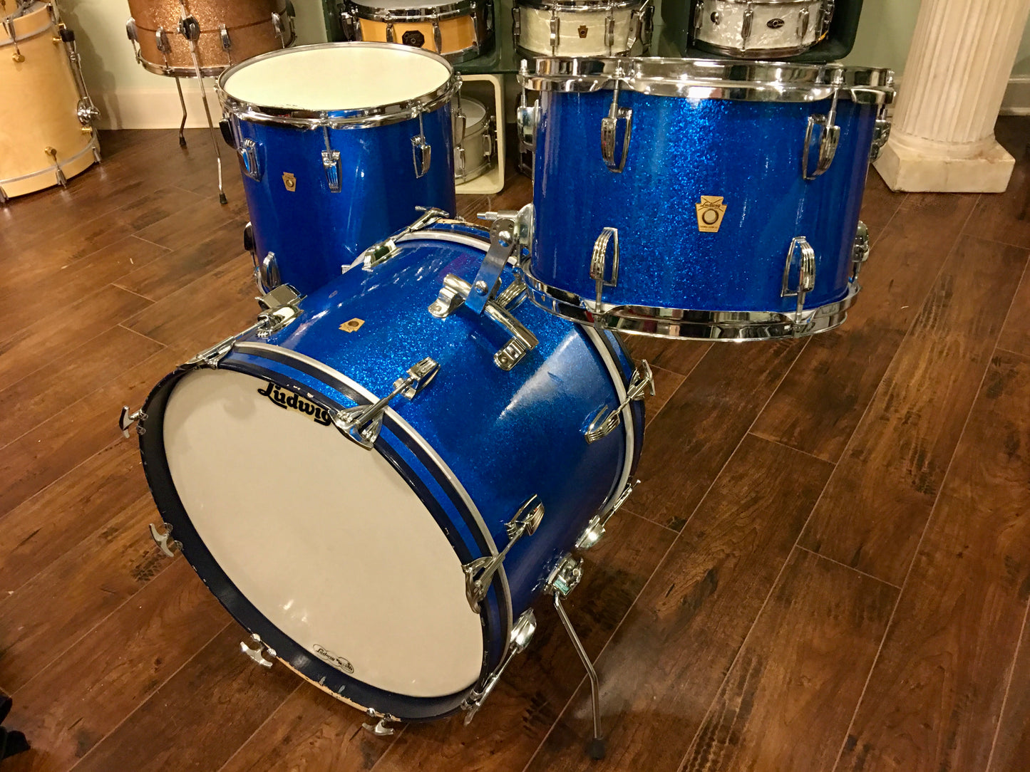 1965 Ludwig Down Beat Drum Set - Blue Sparkle 20/12/14