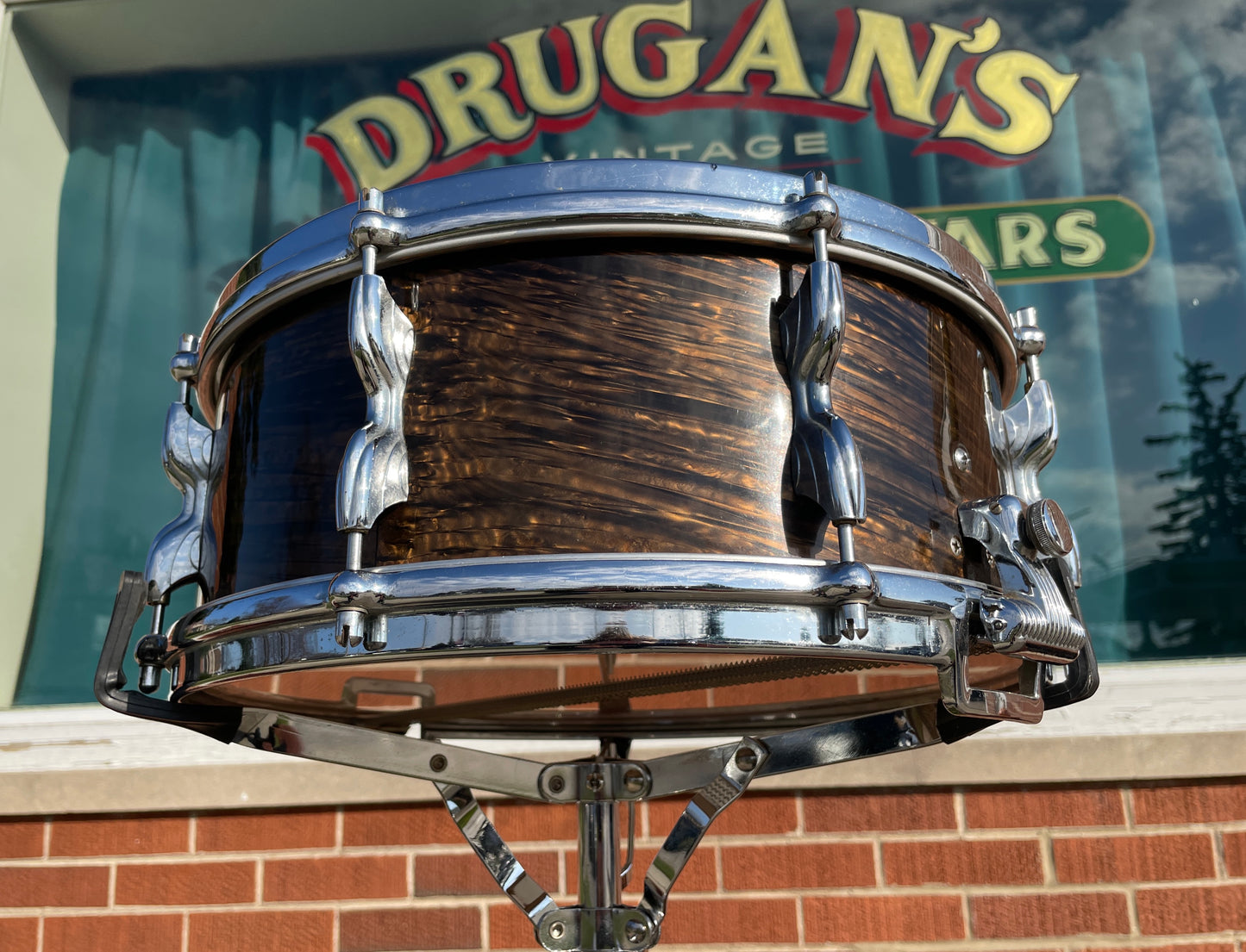 1960s Premier Royal Ace 5.5x14 Snare Drum Mahogany Duroplastic Root Beer Swirl Ringo Rootbeer